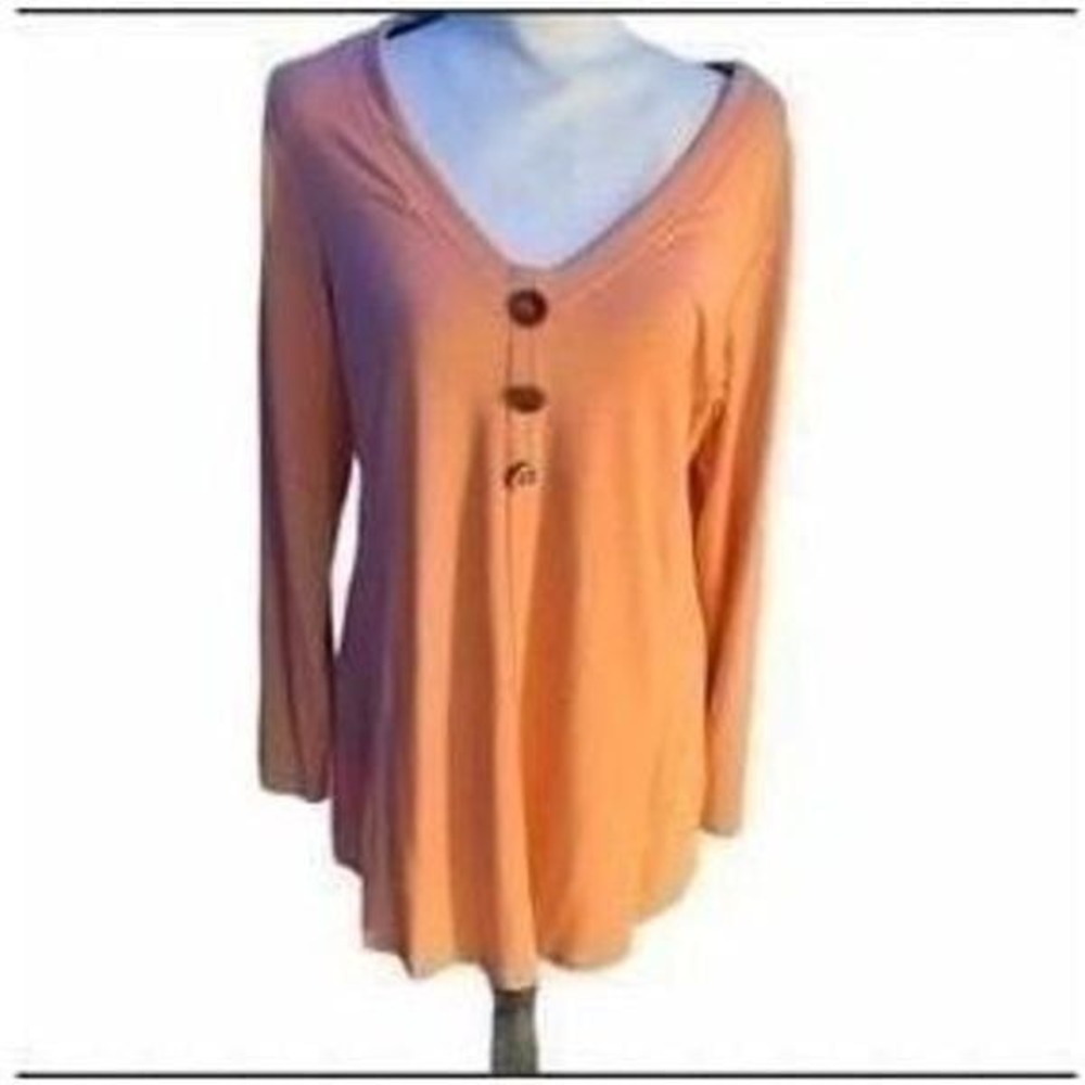 Soft Surroundings Long-Sleeved Tunic Blouse in Melon EUC‎